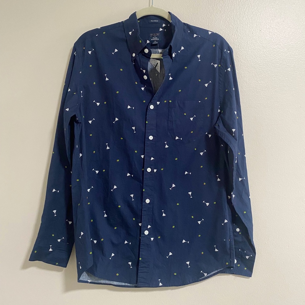 NEW J. Crew Factory Blue Martini Men’s Button Down Shirt Size Medium